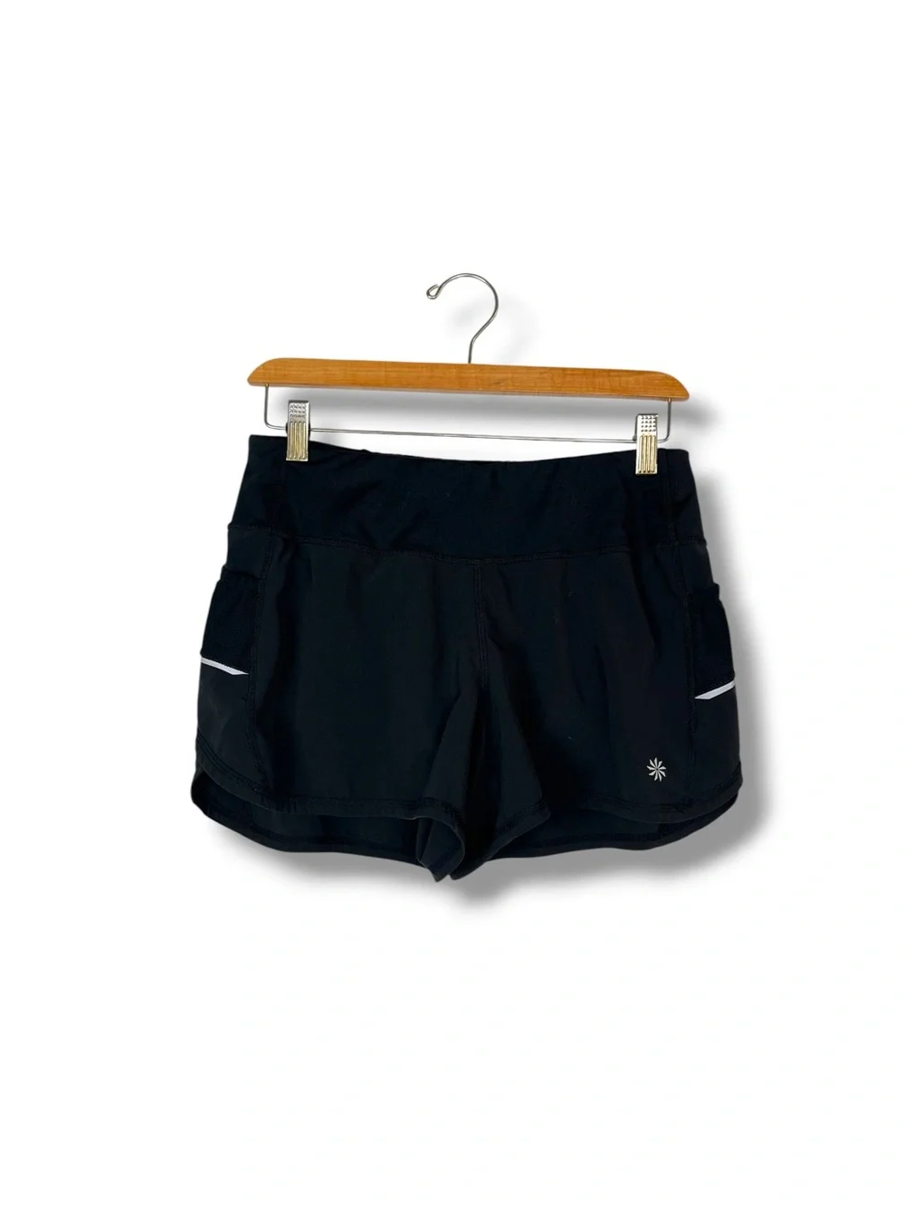 Athleta Black Active Shorts Small Lined Reflective Pockets Running